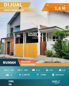 Super Murah Dijual Rumah Semi Furnished di Pandanwangi, Sulfat Malang