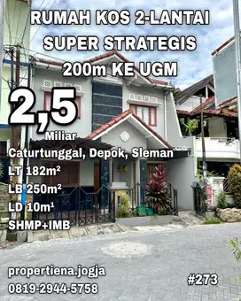 TURUN HARGA!! RUMAH KOS 2-LANTAI SUPER STRATEGIS 200m KE UGM