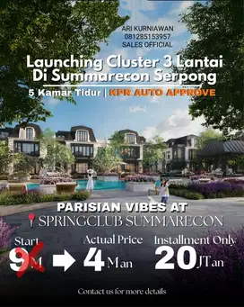 cluster Bellefont east at The Springs Summarecon Serpong, harga 4,33 M