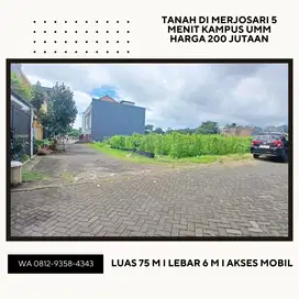 Tanah di Merjosari harga 200 Jutaan 5 Menit Kampus UMM