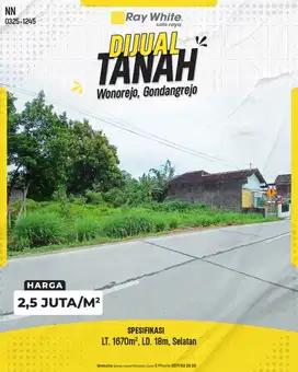 Dijual Tanah Pekarangan di Wonorejo, Gondangrejo, Karanganyar