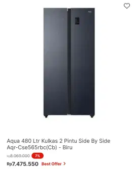 KULKAS SBS AQUA 480liter
