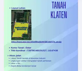 Dijual Tanah SHGB Klaten, Jawa Tengah