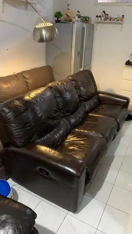 SOFA RECLINER CELLINI 3 SEATER FULL LEATHER GENUINE ( KULIT ASLI )