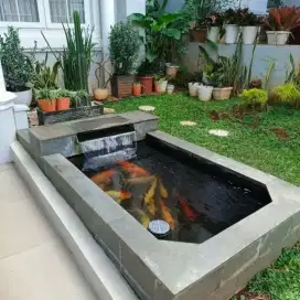 Kolam koi minimalis batu alam