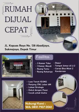 Rumah Jalan Kapuas Raya Depok Timur