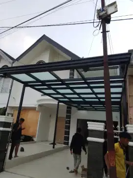 Kanopi bahan Hollo 50x100 atap Kaca tempred Gelas