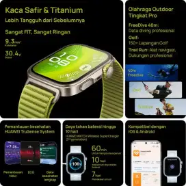 BNIB Smartwatch Huawei Watch Fit 4 Pro Green Bisa NFC GPS Segel Baru