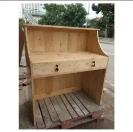 Meja kasir minimalis full kayu jati landa