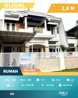 Dijual Rumah Desain Modern Siap Huni di di Araya Golf, Malang