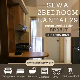 Sewa 2 kamar full furnish atas mall apartemen bassura city