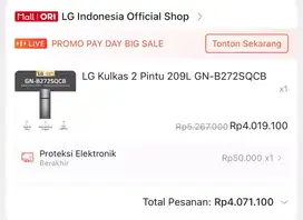 Jual Kulkas LG 2 pintu