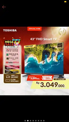 Jual smart tv 43” bekas