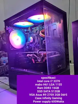 PC Gaming Core i7 Ram 16GB SSD 512GB Siap Pakai