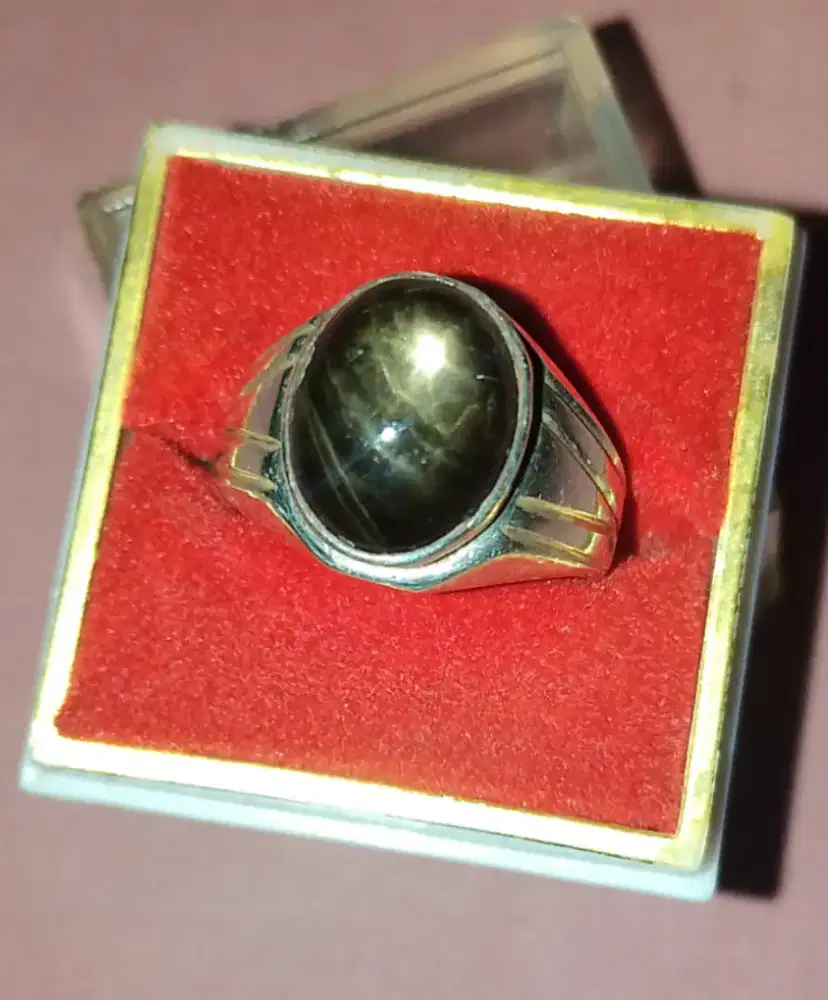 Cincin perak batu black safire
