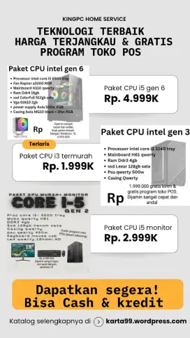 Paket CPU i5 gen 6 dan VGA 2GB: dijamin sangat cepat dan andal
