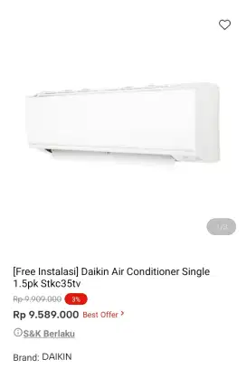 PROMO KREDIT DAIKIN AC SINGLE 1.5 PK