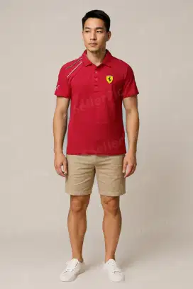 Kaos polo shirt Ferrari x PUMA colour red bordir logo Size M