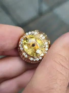 Batu Yellow citrine 8.83 carat ring alpaka GRI cocok di bawa kantor