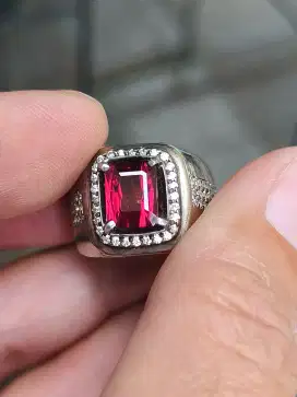 Batu garnet rhodolite 2.94 crat ring perak memo CGL top quality