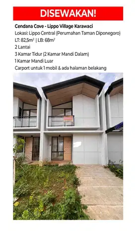 Disewakan Rumah 3 Kamar Tidur di Lippo Karawaci Central Kosongan