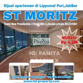 SUPER MURAHDijual Apt ST MORITZ Twr New Presidential 172m2(3BR+1),