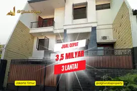 JUAL CEPAT RUMAH 3 LANTAI SEMI FURNISHED DEKAT UNJ & TOL RAWAMANGUN