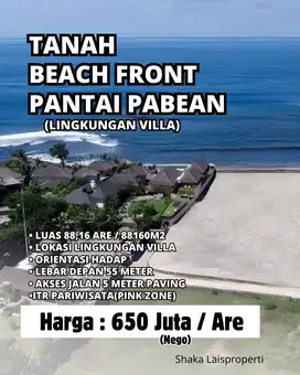 Dijual Tanah Beach Front Lokasi Di  Pabean Ketewel Bali