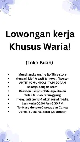 SMA/sederajat max usia 40 Tahun