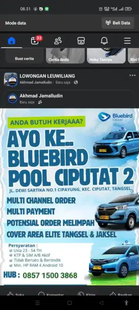 Lowongan pengemudi driver sopir