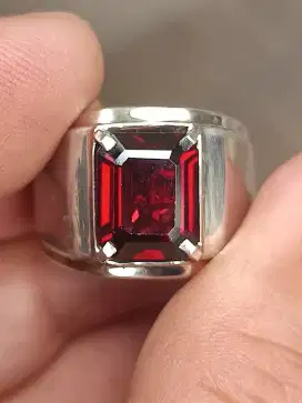 Cincin Batu garnet almandine Srilanka 4.83 crat ring perak memo skylab