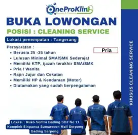 Lowongan Kerja Cleaning Service & Teknisi AC