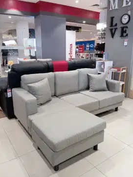 BANTING HARGA! Sofa L 3 dudukan bahan kain, ready stok baru terbatas!
