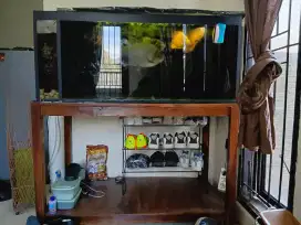 Jual meja kayu + aquarium