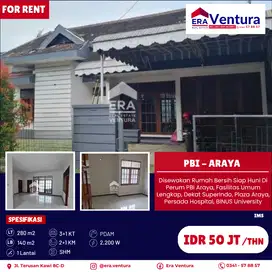 Disewakan Rumah Bersih Siap Huni Di Perum PBI Araya