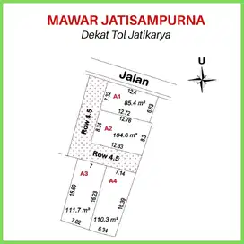 Kavling luas tanah total 500meter wilayah jantung jatisampurna
