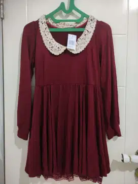 Dress sailor wanita merah maroon