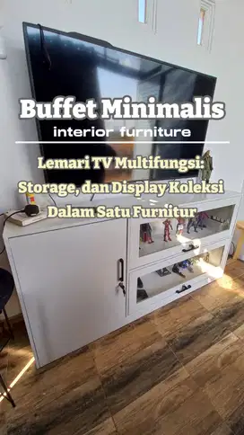 LEMARI TV MINIMALIS/BUFFET TV + ETALASE KACA/BUFFET TV MINIMALIS