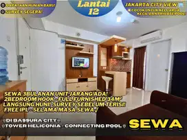 Sewa Unit Langka! 2BR HOOK Furnished Private Pool FreeIPL Bassura City