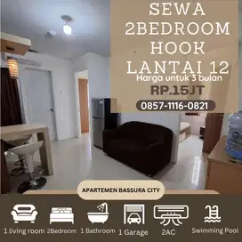 sewa 2 kamar besar furnish lantai 12 apartemen bassura city