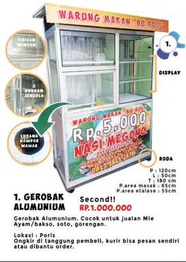 Gerobak alumunium/ Gerobak bakmi/ Gerobak serbaguna
