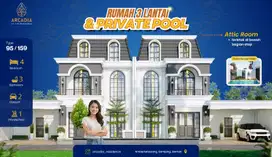 Rumah Siap bangun dengan Kolam & Attic Room di Sleman Gamping