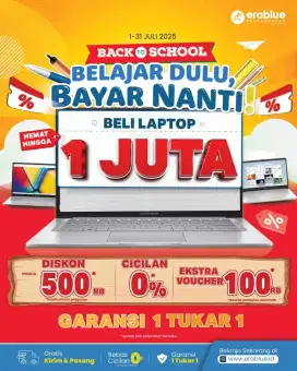 Laptop diskon 500 ribu pake kartu pelajar bisa cicilan pake KTP
