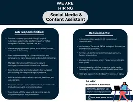 DIBUTUHKAN ! KARYAWAN SOCIAL MEDIA & CONTENT ASSISTENT (Solar Energy)