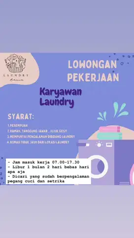LOWONGAN PEKERJAAN LAUNDRY