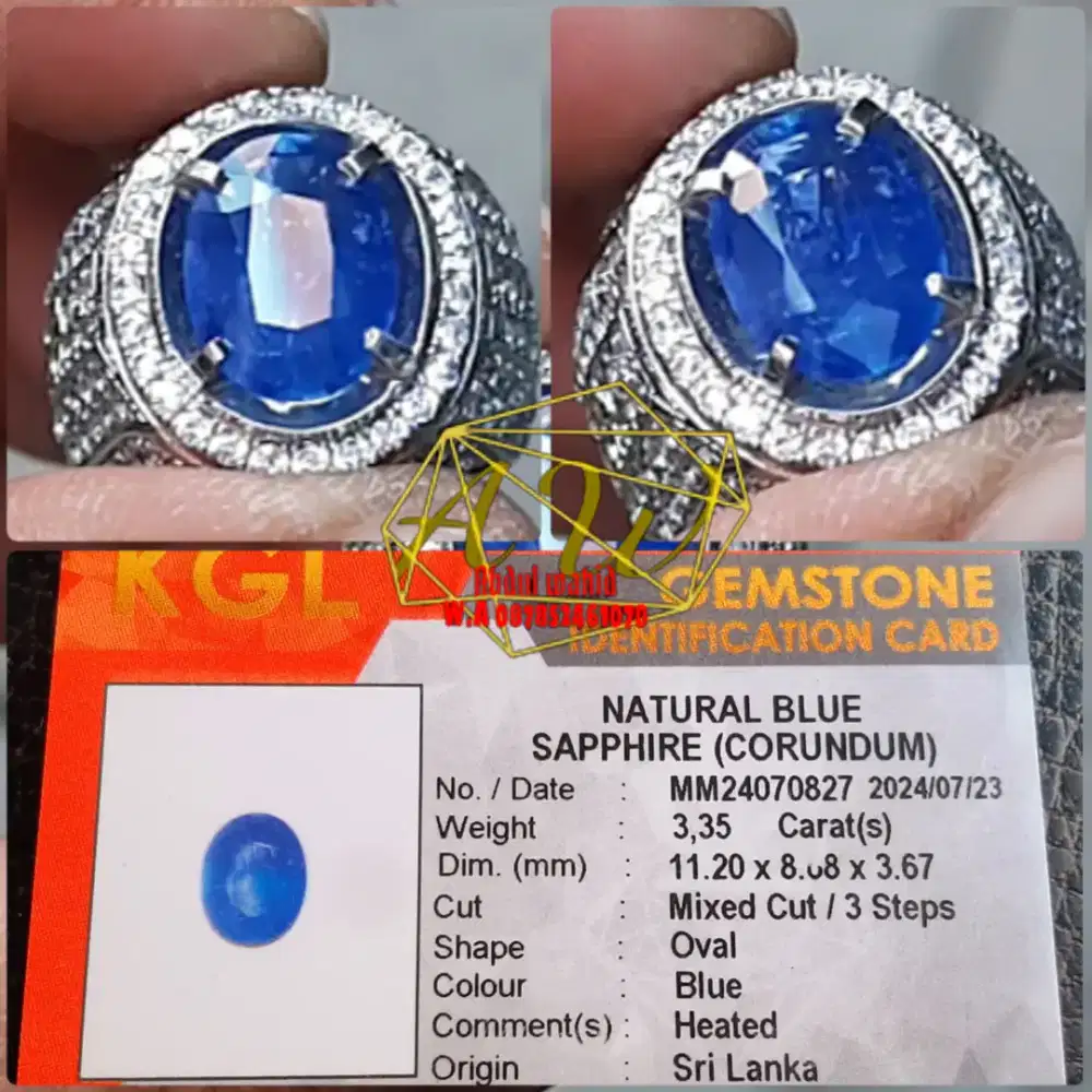CINCIN BLUE SAPPHIRE SRILANKA 3.35CARAR FRESH COLOR ELEGANT