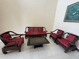 Dijual: Set Kursi Tamu Kayu Jati + Meja Kaca