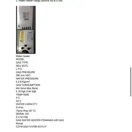 WATER HEATER LIKE A NEW RINNAI