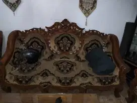 Kursi sofa kayu jati 1 set meja