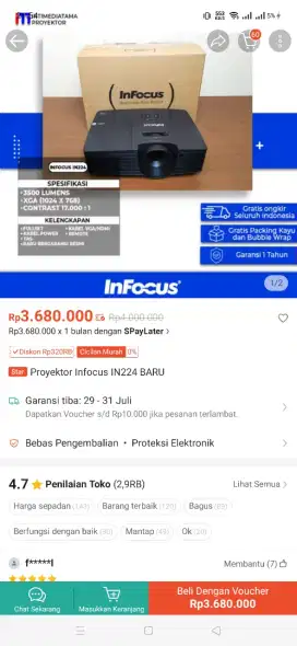 Infocus In224 3500 ansi HDMI